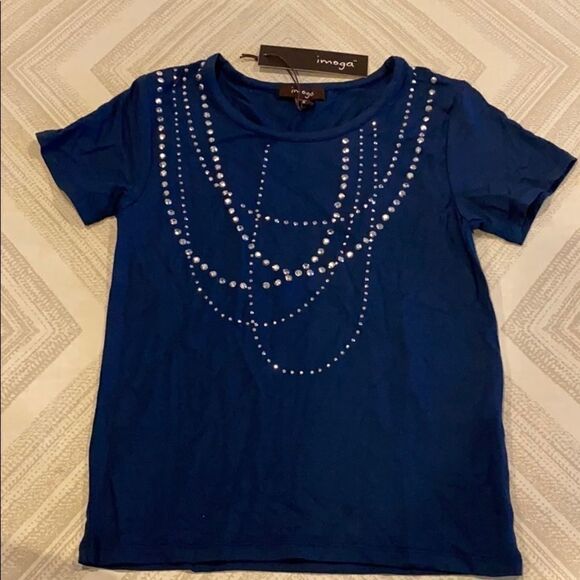 Imoga Girls Blue Short Sleeve Shirt with Grommets - Picture 1 of 6